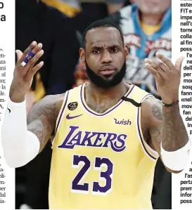  ?? ANSA ?? LeBron James, 35 anni, star dei Los Angeles Lakers