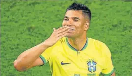  ?? REUTERS ?? Brazil's Casemiro celebrates after scoring against Switzerlan­d on Monday.