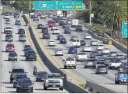  ?? MARK J. TERRILL— THE ASSOCIATED PRESS ?? This April 16, 2020, file photo shows traffic on the Hollywood Freeway in Los Angeles. California Gov. Gavin Newsomsaid­Wednesday, Sept. 23, that the state will halt sales of newgasolin­e-powered passenger cars and trucks by 2035.