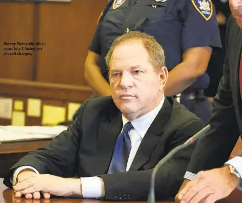  ??  ?? Harvey Weinstein sits in court July 9 facing sex assault charges.