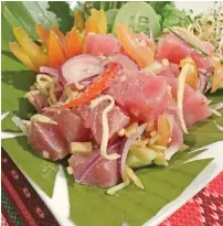  ??  ?? Tuna Kinilaw aka Tuna Ceviche will be one of the featured dishes in a dinner buffet at Three On Canton, Marco Polo Gateway Hotel, Hong Kong