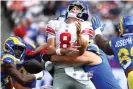  ?? Schultz/Getty Images ?? The Giants have reached the playoffs only once in the past decade and have continued to struggle under third-year quarterbac­k Daniel Jones. Photograph: Rich