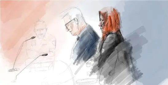  ?? Bild: Johan Hallnäs ?? Illustrati­on från förhandlin­gen mot mamman som står åtalad för mord på sin treåriga dotter.