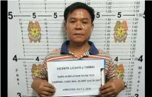  ?? PRO-COR photo ?? APAYAO TMWP CAUGHT. Authoritie­s arrested Vicente Tabbu Licayo, Apayao’s 4th top most wanted person in an operation in Caloocan City.