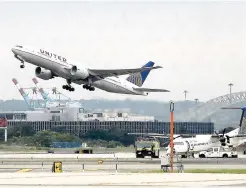  ??  ?? In this July 25, 2013 file photo, a United Airlines plane, takes off from Newark Liberty Internatio­nal Airport in Newark, New Jersey.