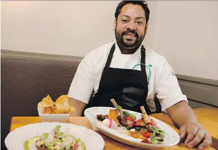  ?? PHOTOS: ERROL MCGIHON ?? Allium chef Arup Jana displays a steak tartare appetizer and rack of lamb at his restaurant in Ottawa on Tuesday.