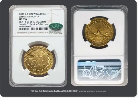  ?? HERITAGE AUCTIONS, WWW.HA.COM ?? 1787 New York-Style Brasher Doubloon W-5840, NGC MS65*