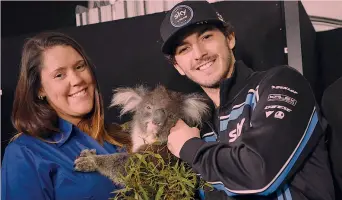  ??  ?? Francesco Bagnaia, 21 anni, con un koala: il pilota del team Sky ha vinto quest’anno già 8 gare ●
