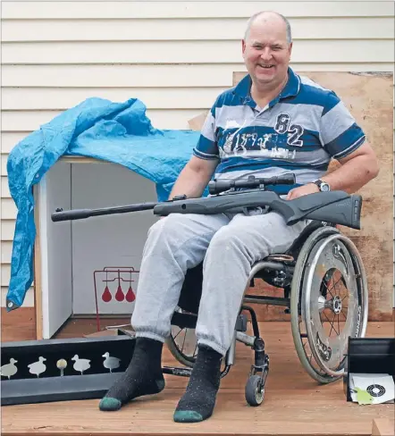  ?? Photo: ABBY BROWN ?? TARGET SIGHTED: Stephen Penhey with some of the
targets Matamata gun enthusiast­s could use if they helped him start a Matamata small bore club.