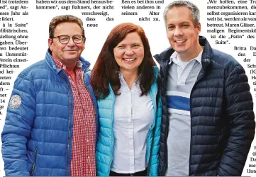  ?? FOTO: PRIVAT ?? Schützench­ef Andreas Bahners (r.) mit Jürgen Schmitz und Maren Gläser