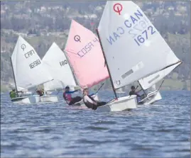  ?? Photo submitted ?? COSA sailor Claire Ramsey (1672) leads the pack en route to winning the Blue fleet for 11- and 12-year-olds. Ramsey also took honours as the Optimist overall champion.