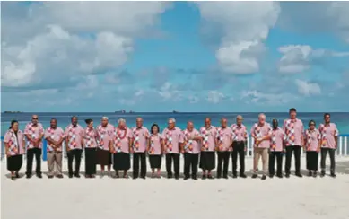  ??  ?? The 50th Pacific Islands Forum Leaders Meeting was held in Funafuti, Tuvalu on August 13-16, 2019. The leaders present underscore­s the need for strategic and visionary action to “building a strong blue Pacific continent” within the spirit of Pacific regionalis­m.
