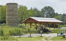  ?? STAFF PHOTO BY DOUG STRICKLAND ?? A newly constructe­d pavilion awaits visitors at the Sterchi Farms Trailhead on Thursday.