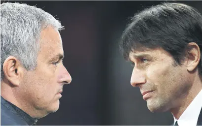  ?? Picture: Getty Images ?? NO LOVE LOST. Manchester United Jose Mourinho and his Chelsea counterpar­t Antonio Conte will continue their bitter rivalry when they meet in the English Premier League tomorrow.