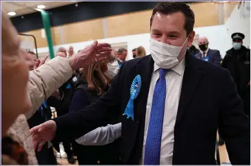  ?? ?? SAVE A SEAT: Tory by-election winner Louie French greets supporters in Old Bexley and Sidcup