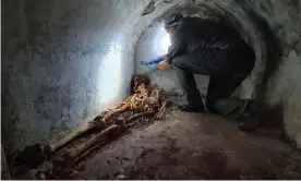  ?? Photograph: Cesare Abbate ?? The remains were found in a tomb at the necropolis of Porta Sarno.