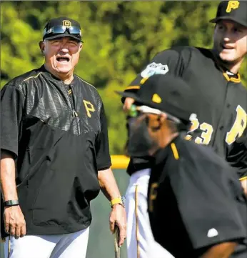  ?? Peter Diana/Post-Gazette ?? Manager Clint Hurdle watches drills Monday at Pirate City in Bradenton, Fla.