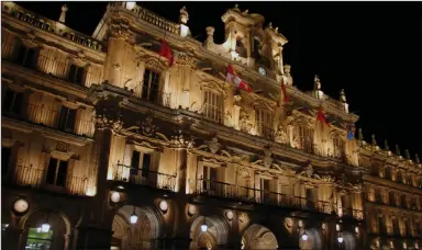  ?? (Rick Steves) ?? Plaza Mayor, Spain’s greatest square, sparkles at night.