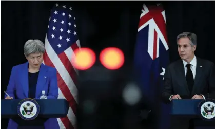  ?? Photograph: Drew Angerer/Getty Images ?? Australian’s foreign affairs minister Penny Wong with the US secretary of state Antony Blinken in Washington DC in December. Leaders from the two countries discussed their strategic alliance.