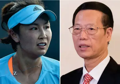  ?? FOTO: PAUL CROCK/LEHTIKUVA-AFP ?? Peng Shuai och Kinas förre kinesiske vice premiärmin­ister Vice Premier Zhang Gaoli.