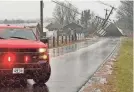  ?? PHOTO PROVIDED BY CENTRAL MAINE POWER ?? A downed utility pole is blocked off after Maine’s December 2023 storm.