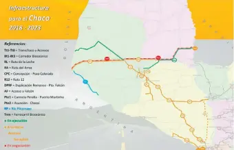  ??  ?? Mapa que indica lo proyectado por el MOPC para la Región Occidental.