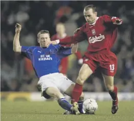  ??  ?? 0 Naysmith battling with Liverpool midfielder Danny Murphy in his Everton days, and winning the Scottish Cup with Hearts in 1998