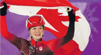  ?? LEAH HENNEL ?? Canada’s Kim Boutin said her three-medal performanc­e in short track is in part thanks to the mentorship of Marianne St-Gelais, left.