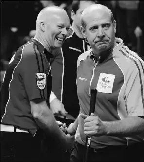  ?? Mark Blinch, reuters, file ?? Glenn Howard, left, shown after defeating Kevin Martin in the 2011 Brier in London, Ont., beat Martin again to win the Pomeroy Inn & Suites National.