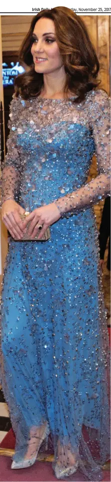  ??  ?? news@dailymail.ie Dream sequins: Kate’s dress dazzled yesterday