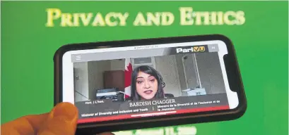  ?? ADRIAN WYLD THE CANADIAN PRESS ?? Minister Bardish Chagger said Tuesday that despite the prime minister’s expression of concern and demand to know why the public service could not deliver the program, nobody in government moved to halt work that WE Charity had begun on May 5.