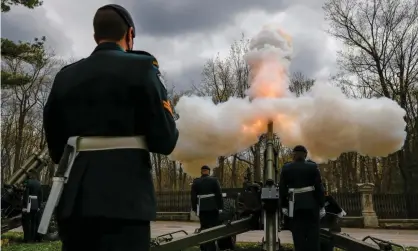  ?? Photograph: Canadian Press/REX/Shuttersto­ck ?? Gunners with the Royal Canadian Artillery conduct a gun salute in Ottawa. Cogswell was working in the canteen during the multi-week ‘Exercise Common Gunner’, part of the Royal Canadian Artillery School’s officer training.