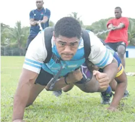  ?? Photo: Simione Haravanua ?? Naitasiri prop Imanuel Naciva during training at Ram Lakhan Park, Samabula