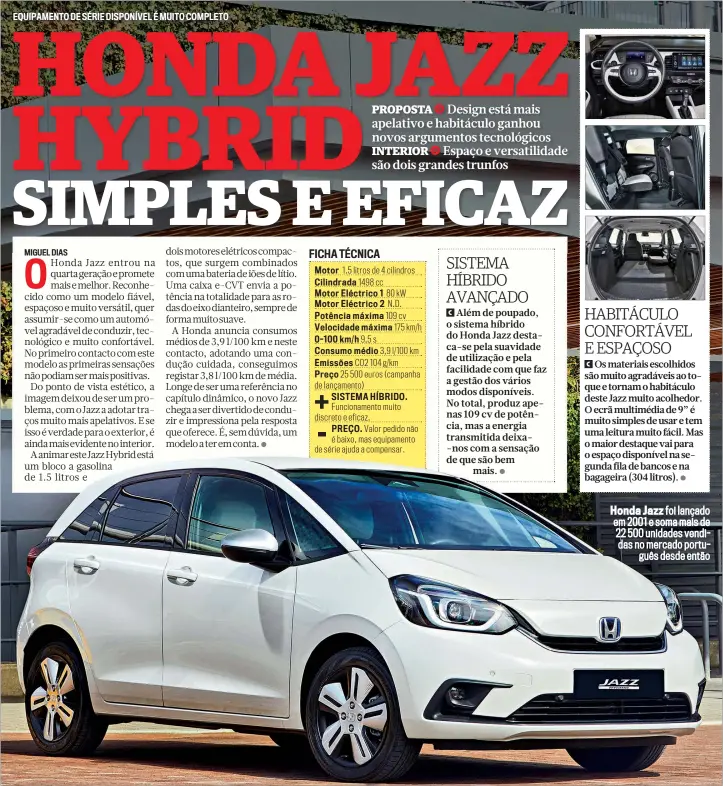  ??  ?? Honda Jazz foi lançado em 2001 e soma mais de 22 500 unidades vendidas no mercado português desde então