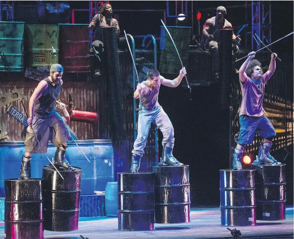  ?? — STEVE McNICHOLAS ?? A combinatio­n of percussion, dance and enough energy to light up Las Vegas, Stomp is a show you have to see live.