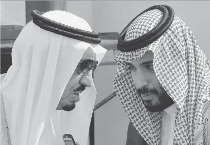  ?? HASSAN AMMAR/THE ASSOCIATED PRESS FILES ?? King Salman, left, has elevated his son, Prince Mohammed bin Salman to the position of deputy crown prince. As defence minister, Prince Mohammed has assumed a leading role in the Saudi-led air campaign against Shiite rebels in Yemen.