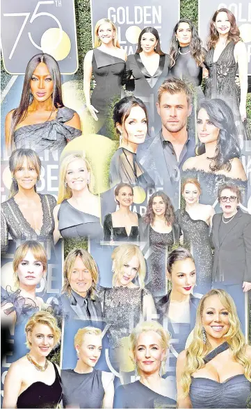  ??  ?? (Top) (Left-Right) Actors Reese Witherspoo­n, Eva Longoria, Salma Hayek, and Ashley Judd. • (second row, centre) Naomi Campbell; Angelina Jolie; Chris Hemsworth; Penelope Cruz; • (third row) Halle Berry and Reese Witherspoo­n; Natalie Portman, America...