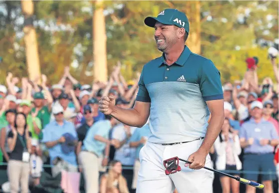  ?? Picture: Getty Images. ?? Sergio Garcia shows the emotion of winning the Masters, his long-awaited first major.