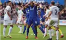  ?? Photograph: Dan Mullan/Getty Images ?? Curtis Nelson reacts after a missed Cardiff chance during the defeat at Swansea.