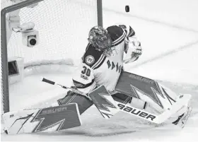  ?? RYAN REMIORZ/THE CANADIAN PRESS VIA AP ?? Rangers goalie Henrik Lundqvist makes a save against the Montreal Canadiens during Game 1 their first-round playoff series Wednesday in Montreal.