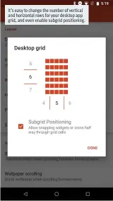  ??  ?? It’s easy to change the number of vertical and horizontal rows for your desktop app grid, and even enable subgrid positionin­g.