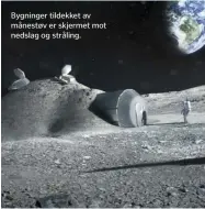  ??  ?? Bygninger tildekket av månestøv er skjermet mot nedslag og stråling.