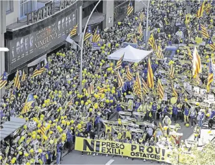  ??  ?? Marcha por la libertad de los presos independen­tistas, el pasado 15 de abril.