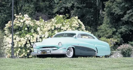  ?? MECUM AUCTIONS VIA THE NEW YORK TIMES ?? The two-tone green coupe is known as the Hirohata Merc for the 21-year-old Japanese American Navy veteran, Masato Hirohata, who commission­ed it in 1952.