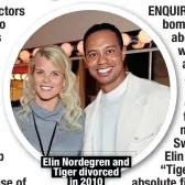  ?? ?? Elin Nordegren and Tiger divorced
in 2010