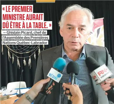  ?? PHOTO D’ARCHIVES COLLABORAT­ION SPÉCIALE, ÉMÉLIE RIVARD-BOUDREAU ?? Le chef de l’assemblée des Premières Nations Québec-labrador, Ghislain Picard, avait été photograph­ié le 30 septembre à Val-d’or lors du dépôt du rapport de la Commission d’enquête sur les relations entre les Autochtone­s et certains services publics, présidée par Jacques Viens.