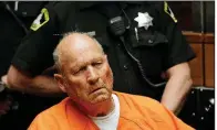  ?? AP/RICH PEDRONCELL­I ?? Rape and murder suspect Joseph DeAngelo, 72, seated in a wheelchair, makes his first court appearance Friday in Sacramento, Calif.