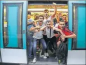  ?? AFP ?? People celebrate France's 10 semifinal victory over Belgium on the Paris Metro.