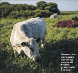  ?? PHOTO: GETTY IMAGES ?? Chew on that: one butcher says kosher meat could become pricier under a no deal