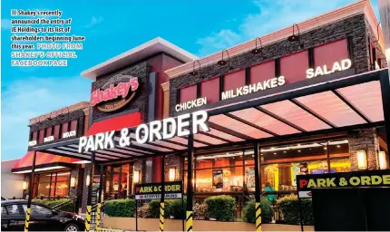  ?? PHOTO FROM SHAKEY’S OFFICIAL FACEBOOK PAGE ?? Shakey’s recently announced the entry of JE Holdings to its list of shareholde­rs beginning June this year.